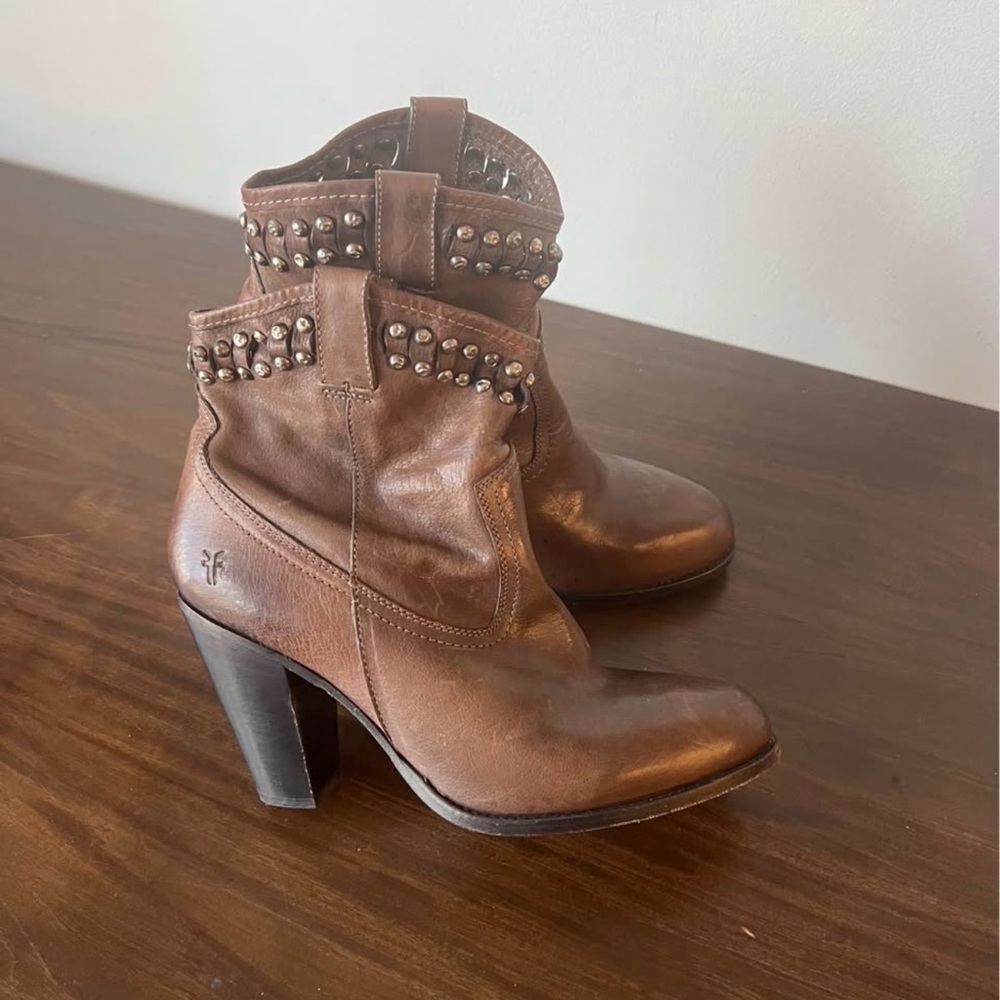 Studded Brown Leather Ankle Boots